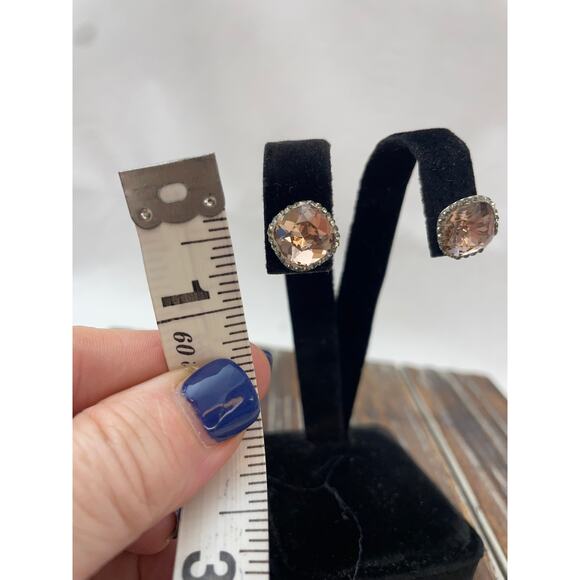 Women's Cushion Pink Stone CZ Earrings Stud - Picture 2 of 6